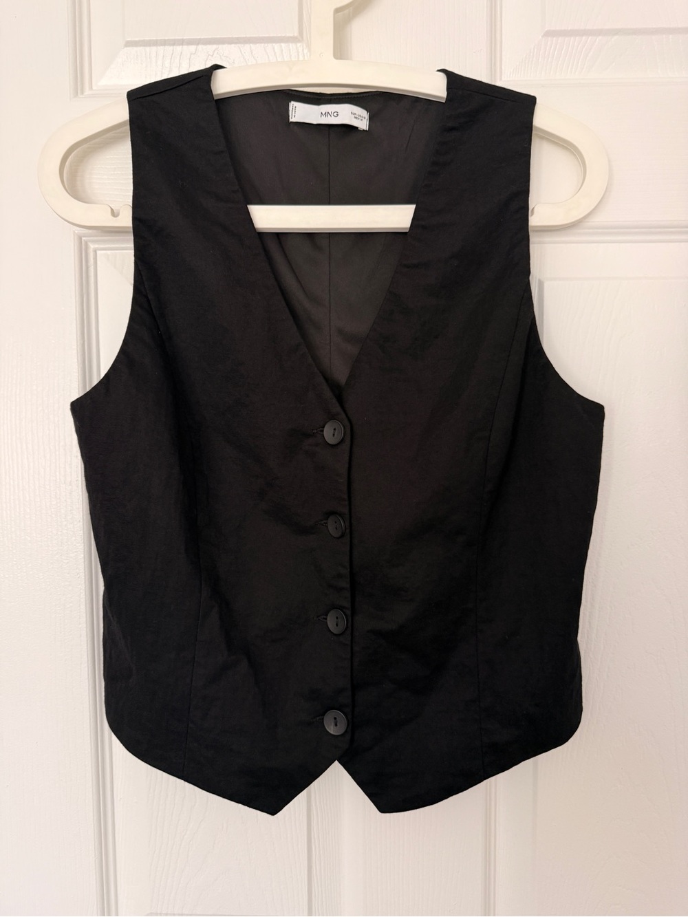 Mango Black Sleeveless Button-Front Vest